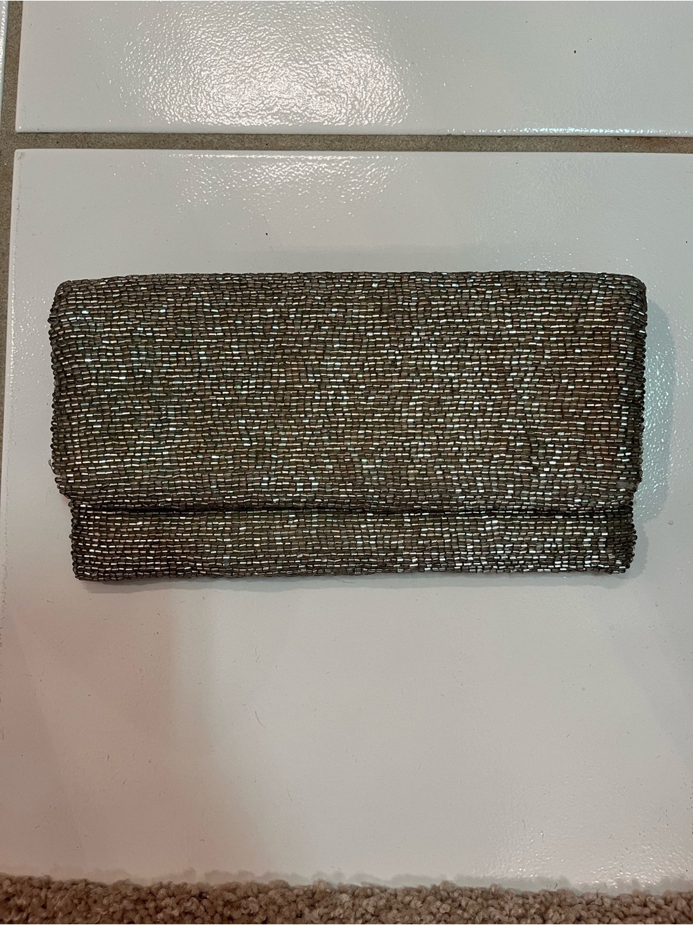 Moyna Beaded Evening Clutch -Silver